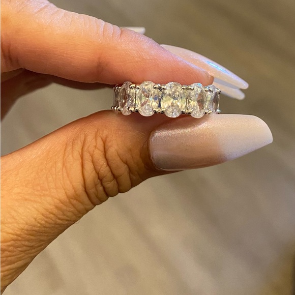 Oval Cubic Zirconia Eternity Ring - Picture 6 of 15